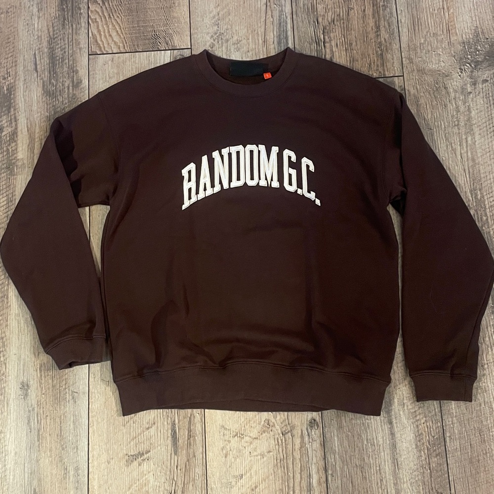 Random GC Brown Crewneck Sweatshirt with White Lettering